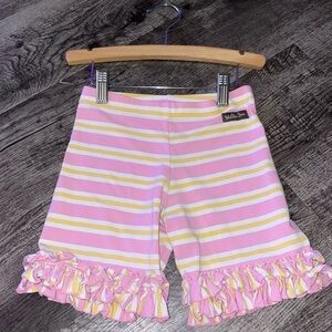 Matilda Jane Girls Size 10 Dream Chasers Play Shorties Pink Yellow Stripe Ruffle